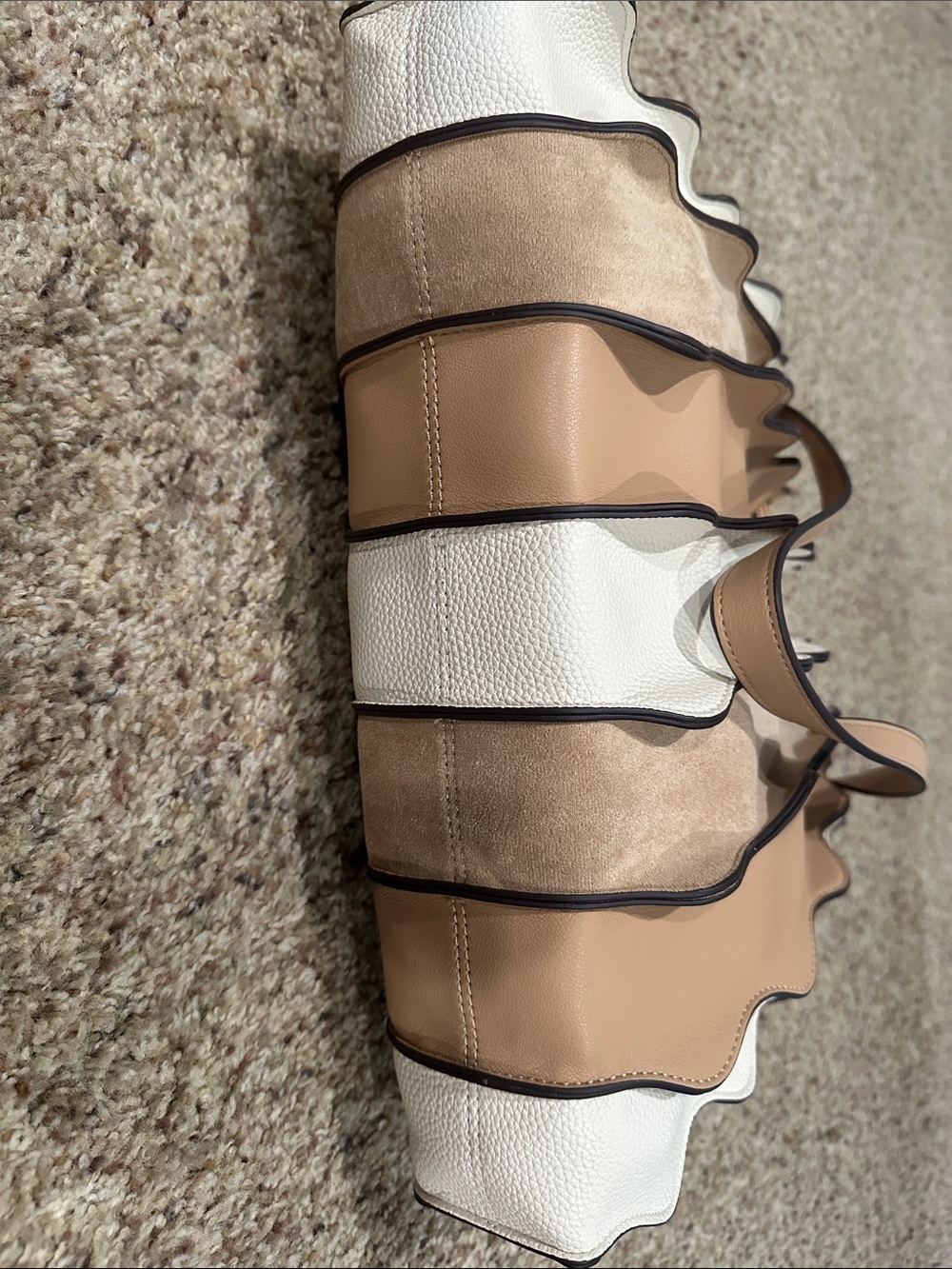 Dolce Vita Cream, Tan & Brown Waved Panel Shoulder Bag - Picture 3 of 5